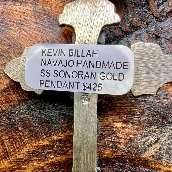 Kevin Billah Sterling Silver Sonoran Gold Turquoise Cross Pendant 925 - Picture 6 of 15